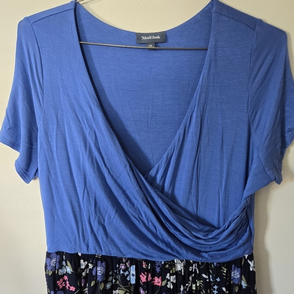 Modcloth maxi dress size 1x floral criss cross top - Picture 3 of 8